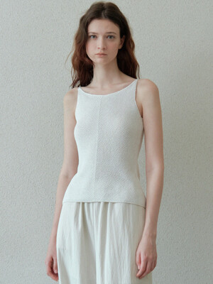 cotton bustier knit top (ivory)
