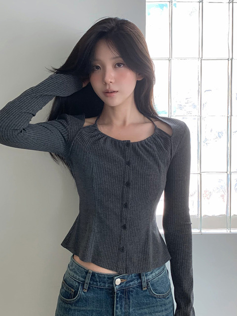 플로움 Halter Neck Button Top_2Color