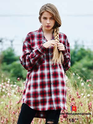 AWESOME TAILORED LOOSE CHECK SHIRTS Red