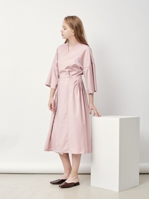 Side pleated one-piece_Pink