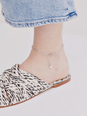 [Surgical] Pearl & Circle Chain Anklet