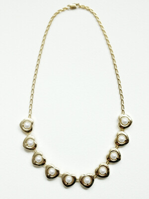 Heart Pearl Necklace - Gold