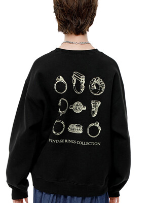 VINTAGE RINGS COLLECTION SWEAT SHIRT [BLACK]