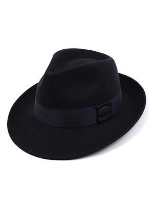 BU Navy Long Wool Fedora 울페도라