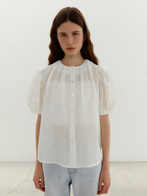 TWR LACE SLEEVE BLOUSE WHITE