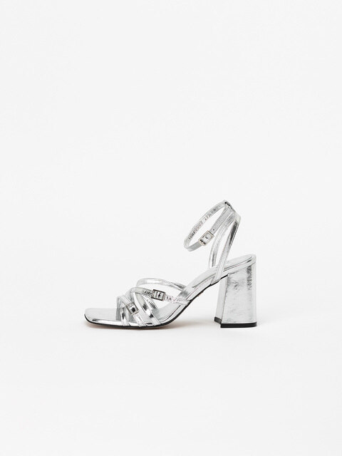 샌들 - 쇼쉬르라팡 (CHAUSSURE LAPIN) - Tami Strappy Sandals in Textured Silver