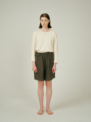 (w) Readymade Shorts in Linen Dobby Olive
