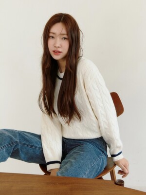 line cable pullover - ivory