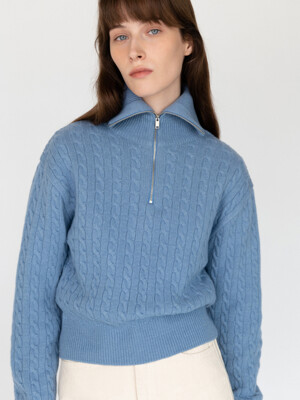 Half zip-up Sweater Deep blue