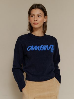 A AMONG EMBROIDERY KNIT_NAVY
