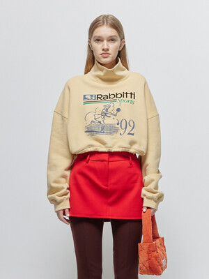 High-neck Crop Sweatshirt Beige