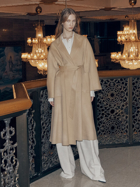아우터 - 뮤제 (MUSEE) - [CASHMERE 30%] MAGOT Cashmere Blended Handmade Coat_Creamy Camel