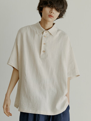 unisex half henlyneck shirts beige