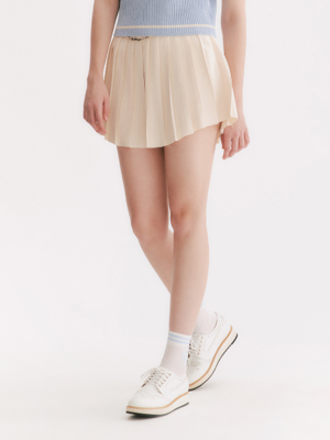 WAVE PLEATS SKIRT - BEIGE