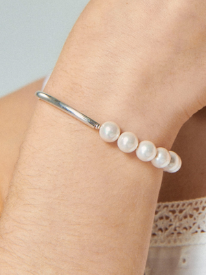 Pearl Heavy Line Silver Bracelet Ib267 [Silver]