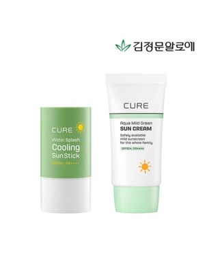 [김정문알로에] 큐어 마일드 선크림(무기자차) 40ml+쿨링선스틱