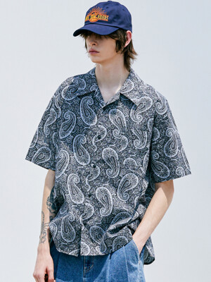 PARADISE PAISLEY HAWAIIAN SHIRT GREY