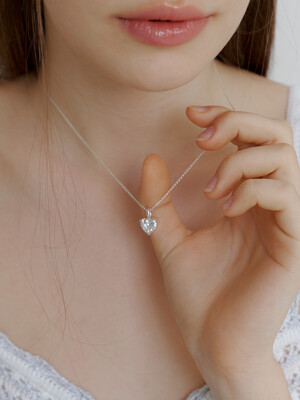 [단독] heart cubic necklace (4 colors) (Silver 925)