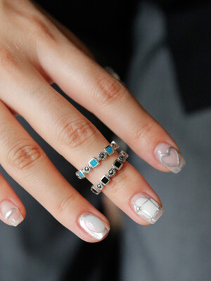 BTS RM Turquoise Onyx Gemstone Silver Ring R0660