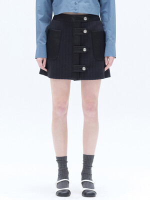 BOLD BUTTON MINI SKIRT_NAVY