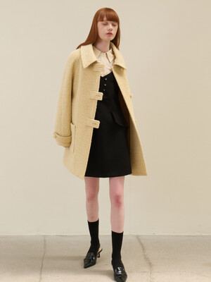 23 Fall_ Yellow Herringbone Half Coat