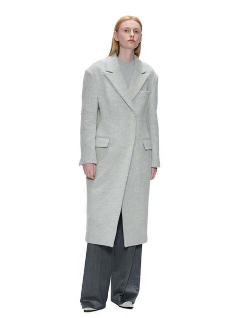 아우터 - 더발론 (Theballon) - HERRINGBONE HIDDEN BUTTON COAT - GRAY