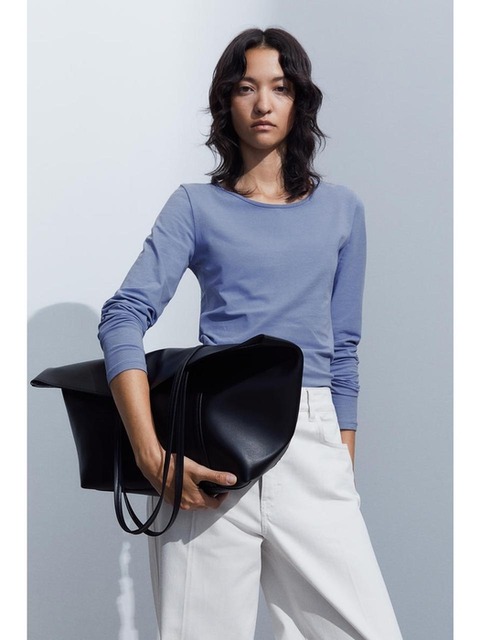 티셔츠 - 에이치엔엠 (H&M) - 롱 슬리브 저지 탑 블루 0768931049