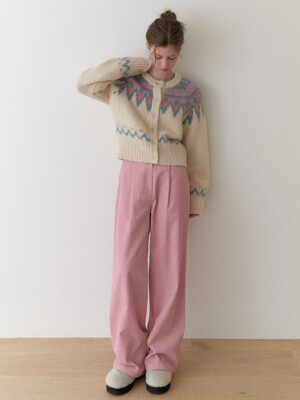 Corduroy pintuck pants (pink)