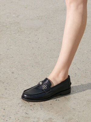 STONY EMBELLISHED LOAFERS in TEXTURED BLACK
