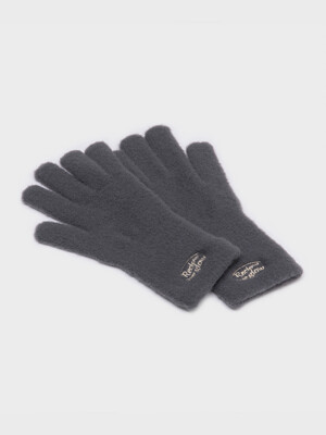 FLUFFY LOGO GLOVE CHARCOAL