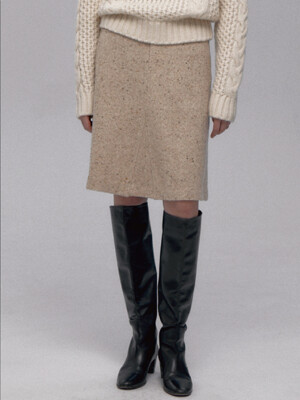 Bold Wool Midi Skirt(Beige)