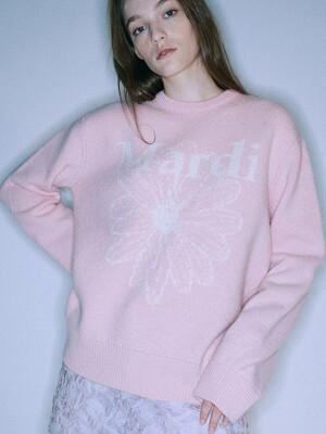 CASHMERE BLENDED PULLOVER FLOWERMARDI_PINK IVORY