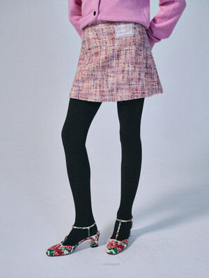 WOOL MINI SKIRT CHECK_PINK