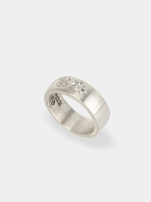 Clover star cubic ring (white)(925 silver)