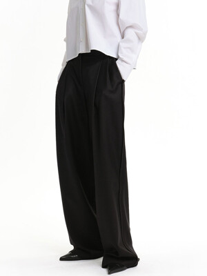 WOOL STITCH WIDE TROUSERS_2colors