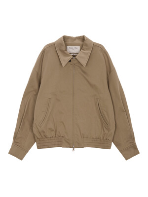 COTTON BLEND COLLAR RELAXED BOMBER JACKET IN BEIGE