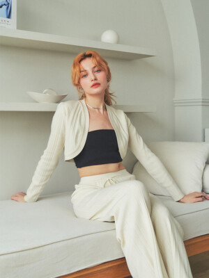 uneven ribbed knit pants_ivory