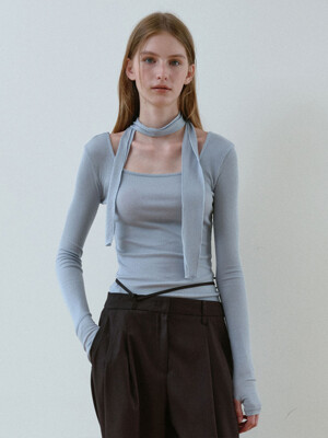 NECK POINT RIBBED TOP_DUST BLUE
