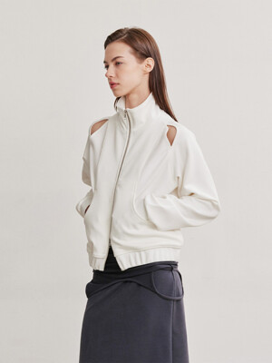 HIGH NECK CUT OUT ZIP-UP (IVORY)