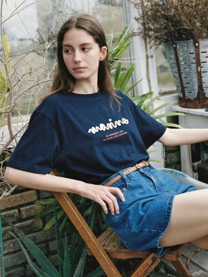 handle embroidery t-shirt - navy