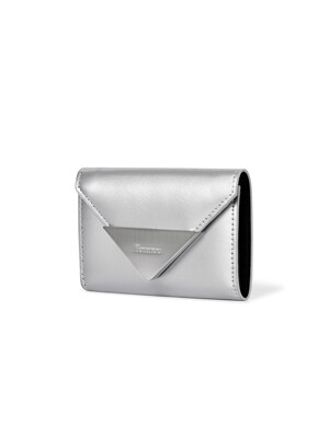 LACQUER TRIANGLE WALLET - MATT SILVER