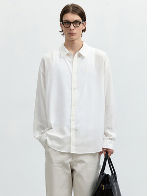 UNISEX CLASSIC LINEN SHIRT OFF WHITE_M_UDSH4B125OW