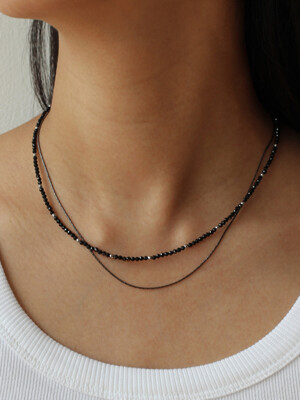 [Silver 925] Black Glitter Necklace