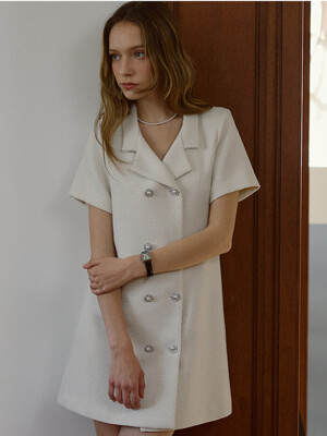 Line Tweed Mini Dress [Ivory]