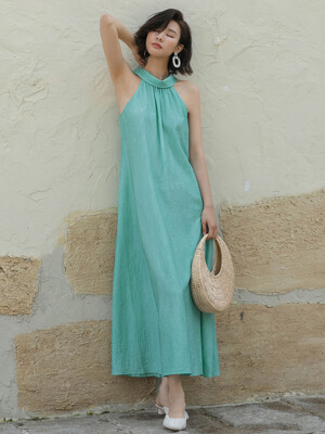 LS_Halterneck summer mint dress