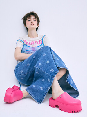 FLOWER RIVET PLATFORM MULE_HOT PINK