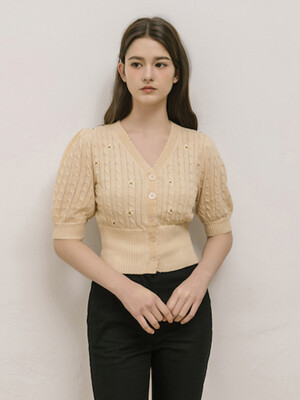 Lautre Embroidery Butter knit cardigan