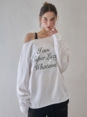 Super lazy off shoulder Long Sleeve t-shirt (White)