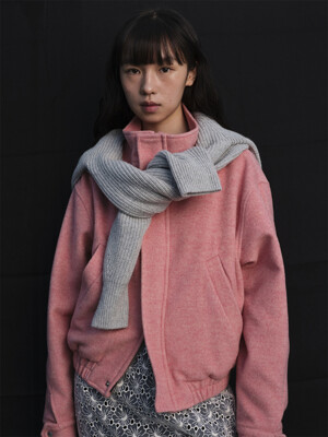 Brushy Wool Short Jacket (Pink)