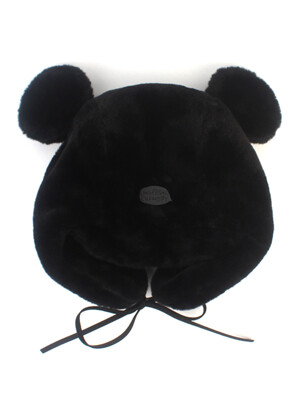 Bear Fur Black Earflap Cap 귀달이모자